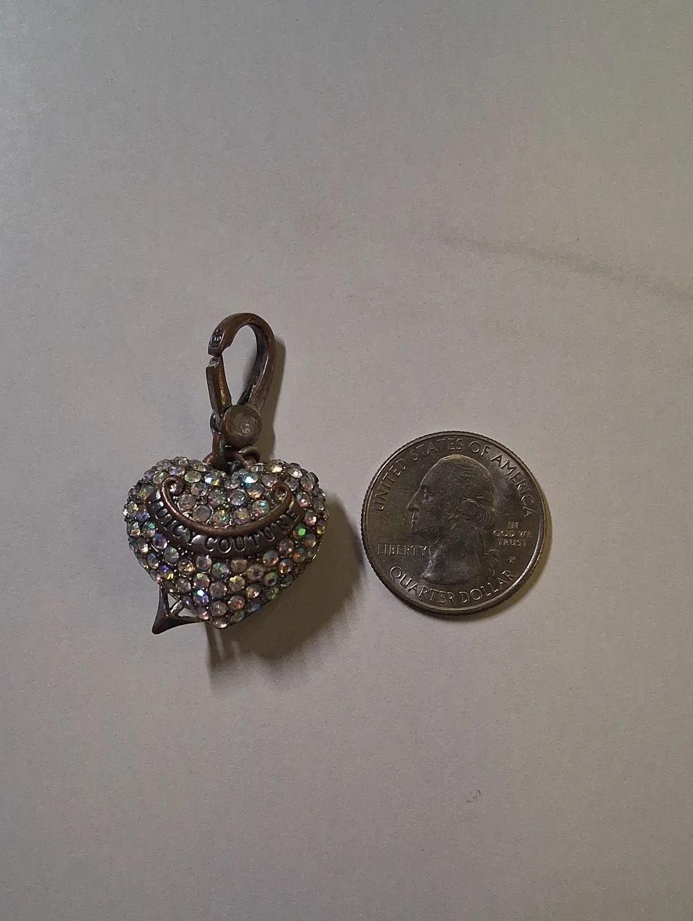 Juicy Couture Heart Charm Brooch with Iridescent Crystals